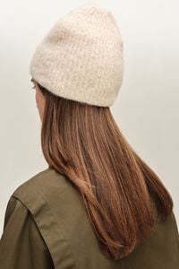 Ivory lurex blend knit hat