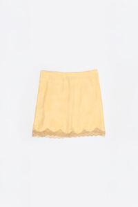Yellow lace mini skirt