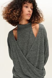 Jersey superpuesto cruzado gris melange oscuro