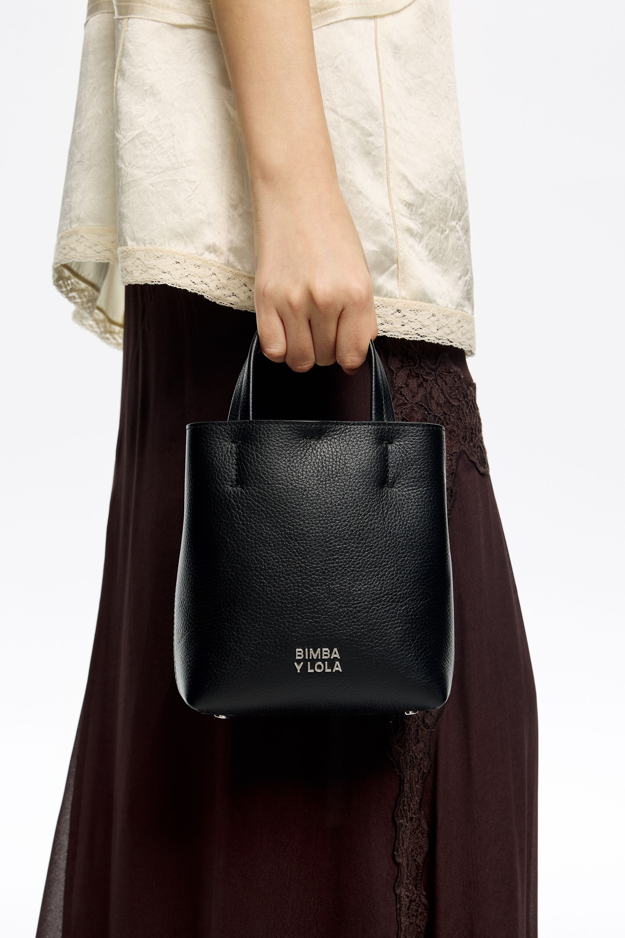 Mini black leather Chihuahua bag