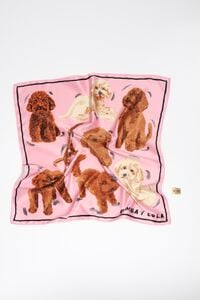 Pink poodle scarf bag charm