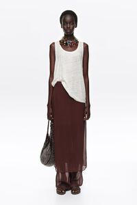 Brown textured skort