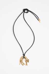 Cord necklace with gold panther