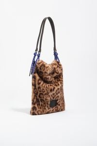 Bolso tote pelo print Leopard beige