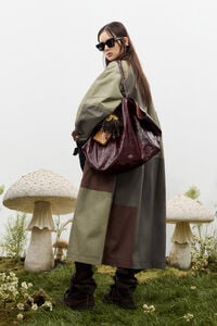 Maxi chestnut leather Paper shopper bag