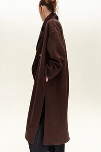 Abrigo doble faz midi chocolate oscuro