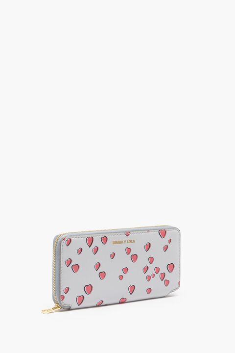 Light gray leather Small Hearts wallet
