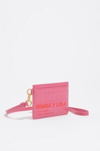 Dark pink embossed crocodile card holder
