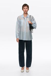 Light blue oversize shirt with mini rivets and stripes