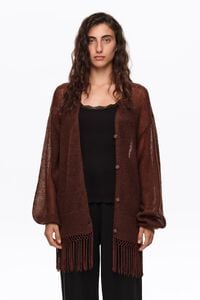Strickjacke lang Franse Braun