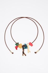 Coral and amber resin stone necklace