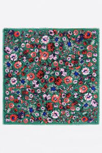 Chal flores pintadas verde