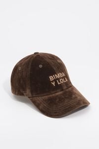 Khaki flocked fabric cap