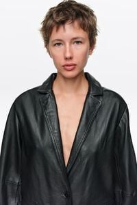 Black leather tailored jacket