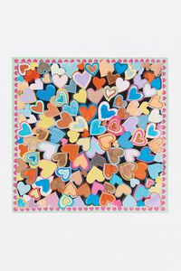 Pa&ntilde;uelo miniestampado corazones marco menta