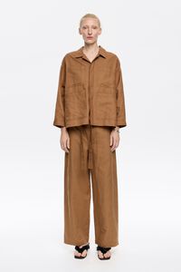 Pantal&oacute;n barrel lino marr&oacute;n claro