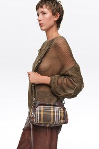 Small chocolate green tartan Pocket bag