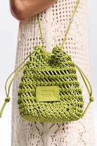 Bolso bucket peque&ntilde;o piel trenzado lima &aacute;cido