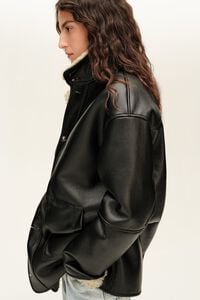 Sand reversible shearling jacket