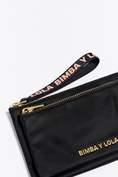 Black nylon double purse