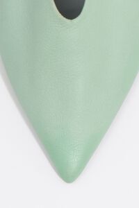Aqua green leather mid heel court shoe