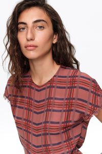Garnet checked fluid dress with flare