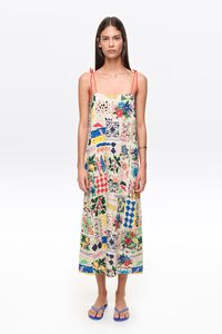 Summer Patchwork ruched strappy dress