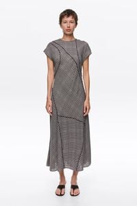 Vestit patchwork sense vora marr&oacute; fosc