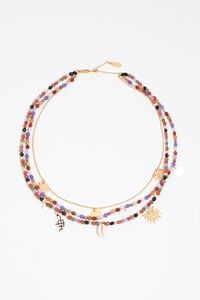Multicolor stones double-layer necklace