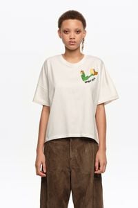 Ivory hand embroidered logo T-shirt