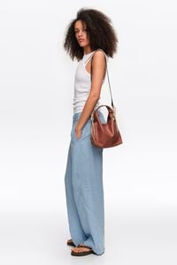 Small dark tan leather Paper crossbody bag