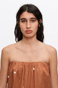 Toffee ruched strapless dress