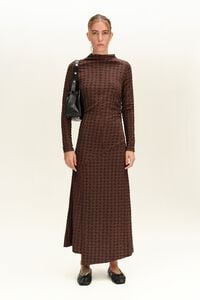 Chocolate textured ruched dress