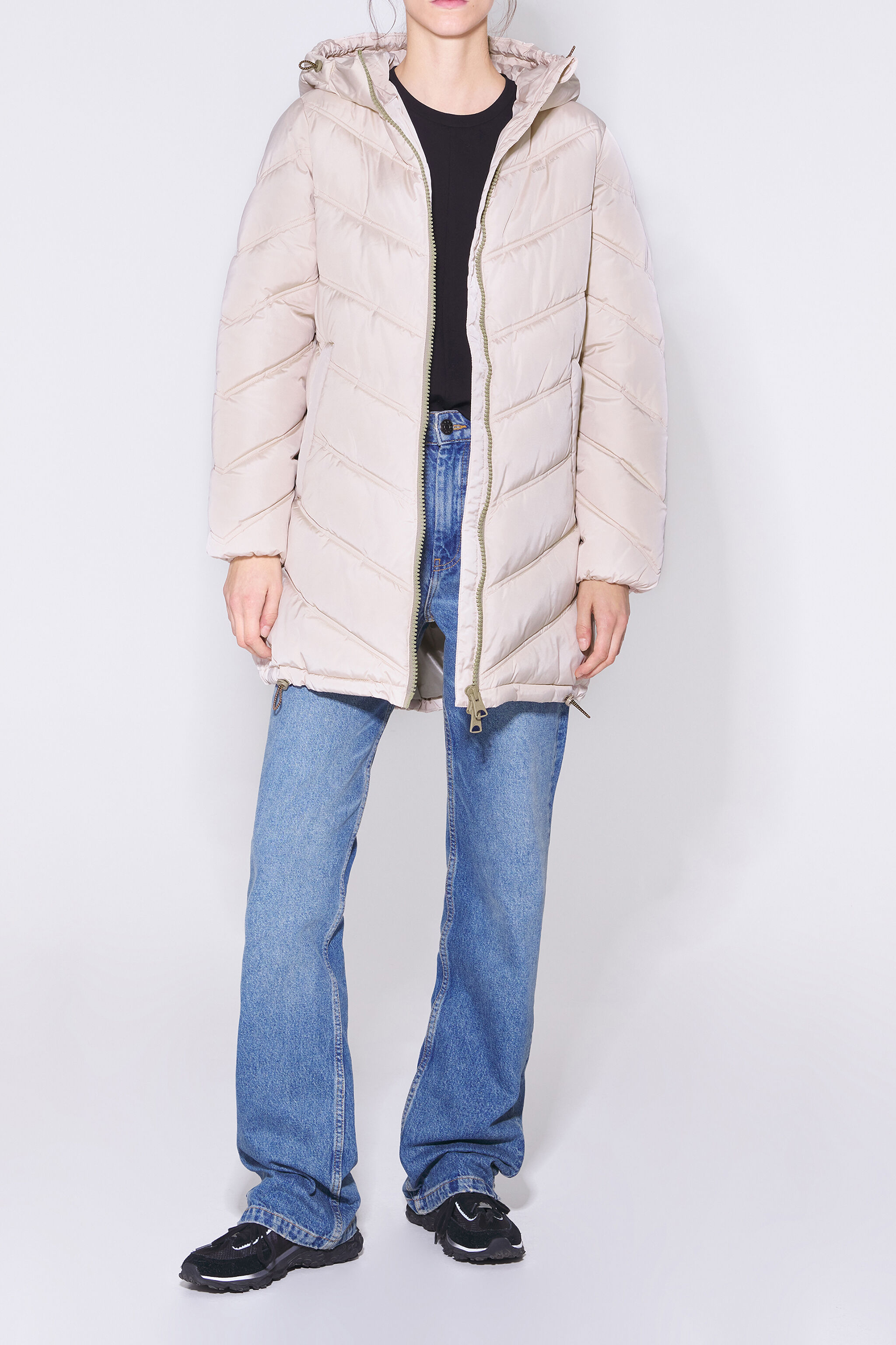 Stone midi puffer coat