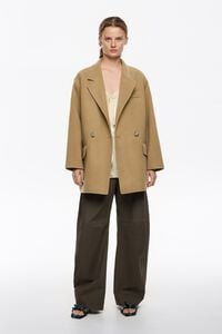 Chaquetón cruzado doble faz caqui claro