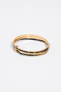 Pulsera bandas metal dorado cristales logo negro