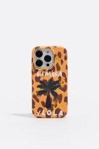 Жовтий чохол для iPhone 15 Pro з пальмою