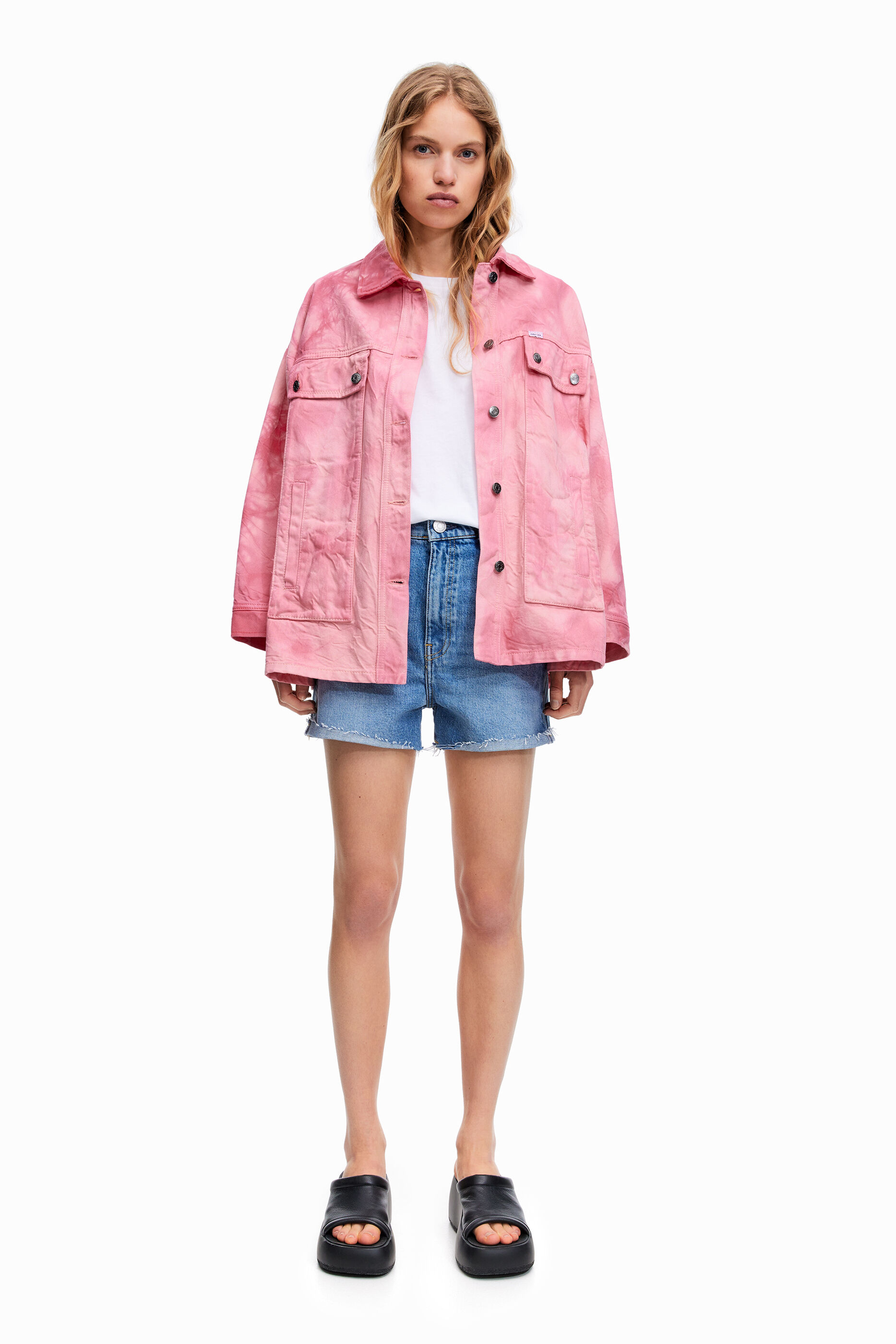 Long fuchsia tie dye jacket