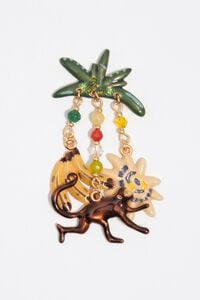 Gold monkeys and bananas earrings