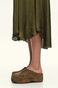 Dark green suede platform clog