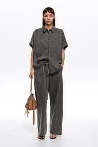 Washed black fluid jogger trousers