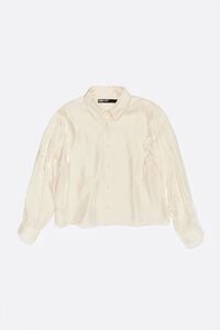 Camisa recta viscosa brillante marfil
