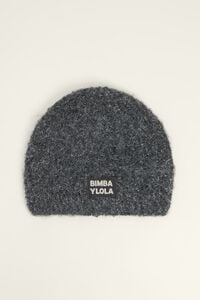 Grey lurex blend knit hat