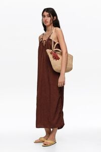 Brown midi dress with adjustable straps