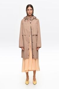 Light camel straight trench