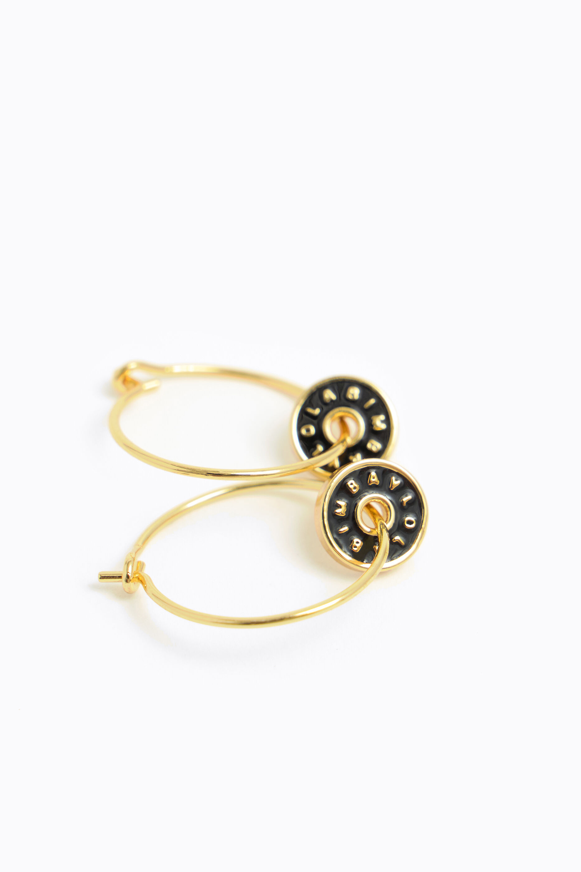 Small hoop logo earrings