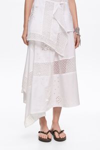Falda pa&ntilde;uelos irregulares bordados blanca