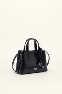 Small black leather Chihuahua tote bag