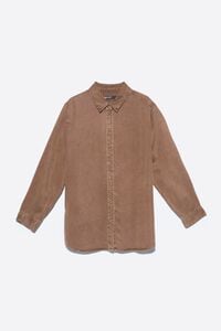 Camisa recta fluida marr&oacute;n lavado