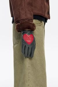 Guantes piel corazón a contraste